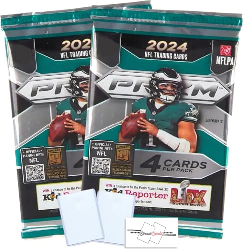 2024 Prizm Football Retail Packs with 8 Total Trading Cards + 2 Toploaders and StreetCards Magnet!
