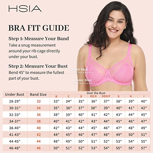 Hsia Women's Minimizer Lace Bra Unlined Bras With Underwire Full Coverage Plus Size Pink Bras #TOP5