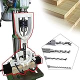 Bench Mortiser Square Hole Chisel Drilling Machine, Woodworking Locator Set of Bench Drill for Mortising Chisels Tenoning Machine with 4 Bits