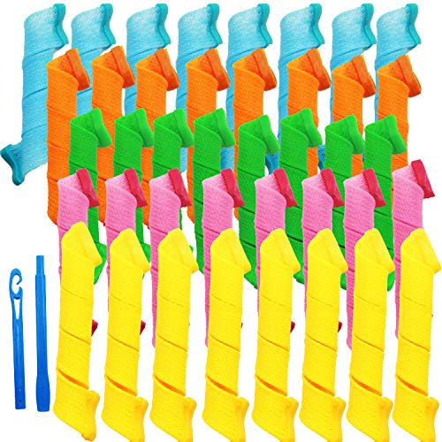 40 PCS Hair Curlers Spiral Curls Styling Kit Spiral Hair Curlers Magic Hair Curls Magic Hair Rollers Women Girl Heatless Hair Roller and Styling Hooks for Long Hair Styling Tool Supplies (20 cm)