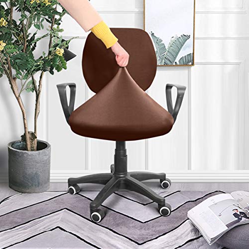 VOSAREA Office Chair Covers Stretch Computer Desk Chair Slipcovers Protector Removable Washable Chair Seat Cushion Protectors (Coffee) - Image 2