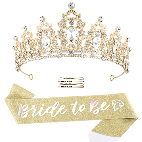 CIEHER Bride To Be Sash & Bride Crown �o�`�F�����b�e�p�[�e�B�[�L�O�i�p�A�u���C�_���T�b�V���N���E�� �w�A�N���b�v4�t���A�u���C�_���V�����[�f�R���[�V����(�X�^�C��1)