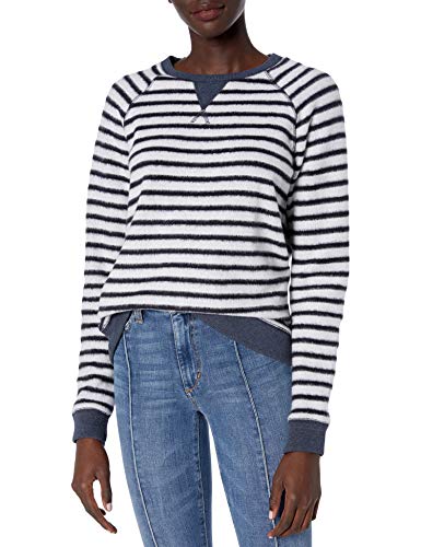 Lucky Brand Women's Brushed Stripe Sweatshirt, Navy Multi, L
