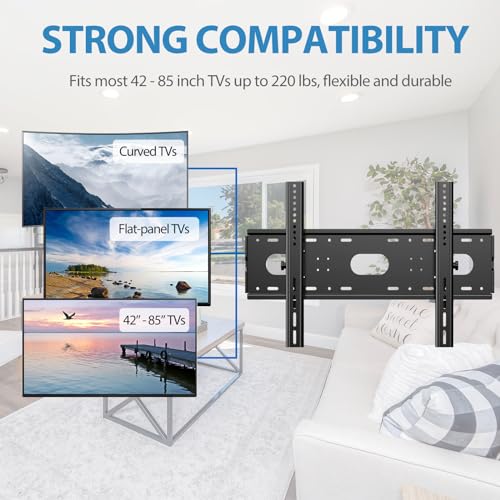 JXMTSPW TV Wall Bracket for Most 42-85 Inch LCD LED Flat Curved TVs up to 85kg, Low Profile Tilt Bracket, Heavy Duty Television Wall Mount with Max VESA 700x500mm, Universal Large TV Mount - Image 6
