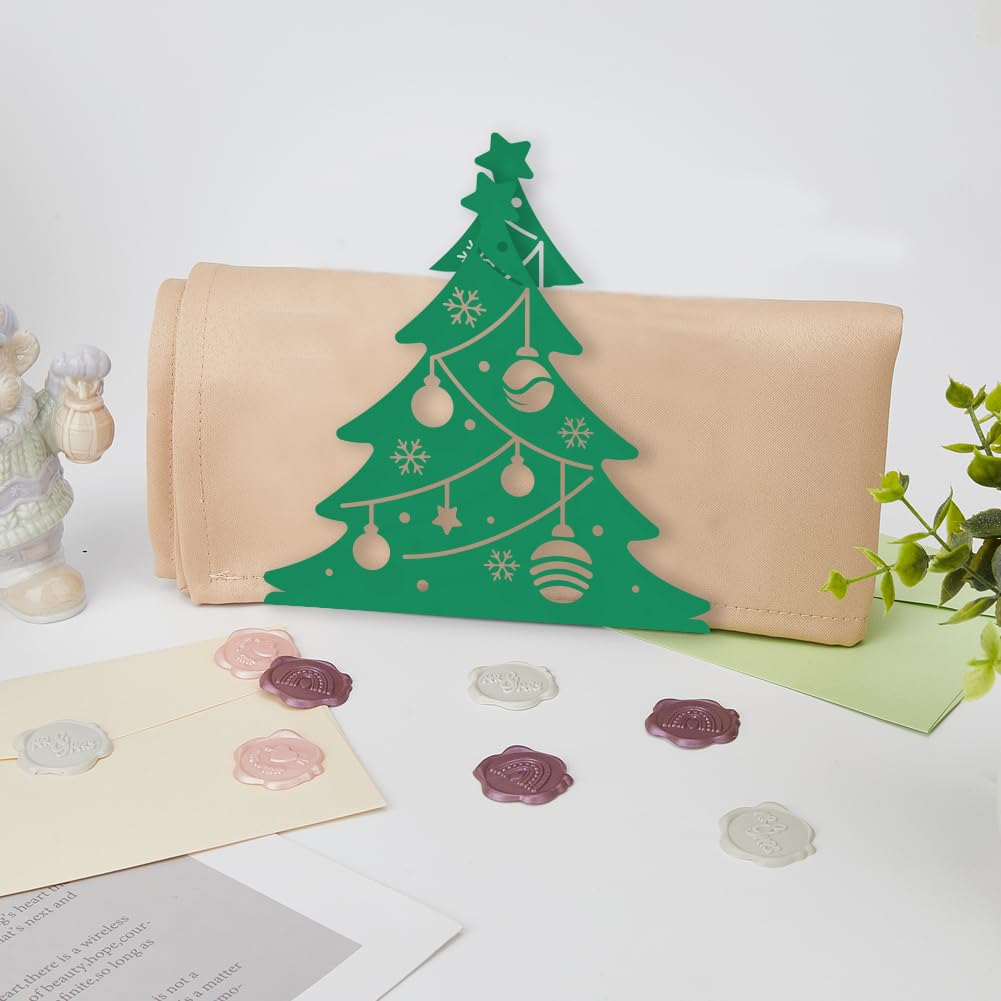 Portatovaglioli A Forma Di Albero Di Natale In Metallo Verde - Decorazione Natalizia Per Tavolo, 15x15x5 Cm - Distributore Tovaglioli Per Casa E Festività