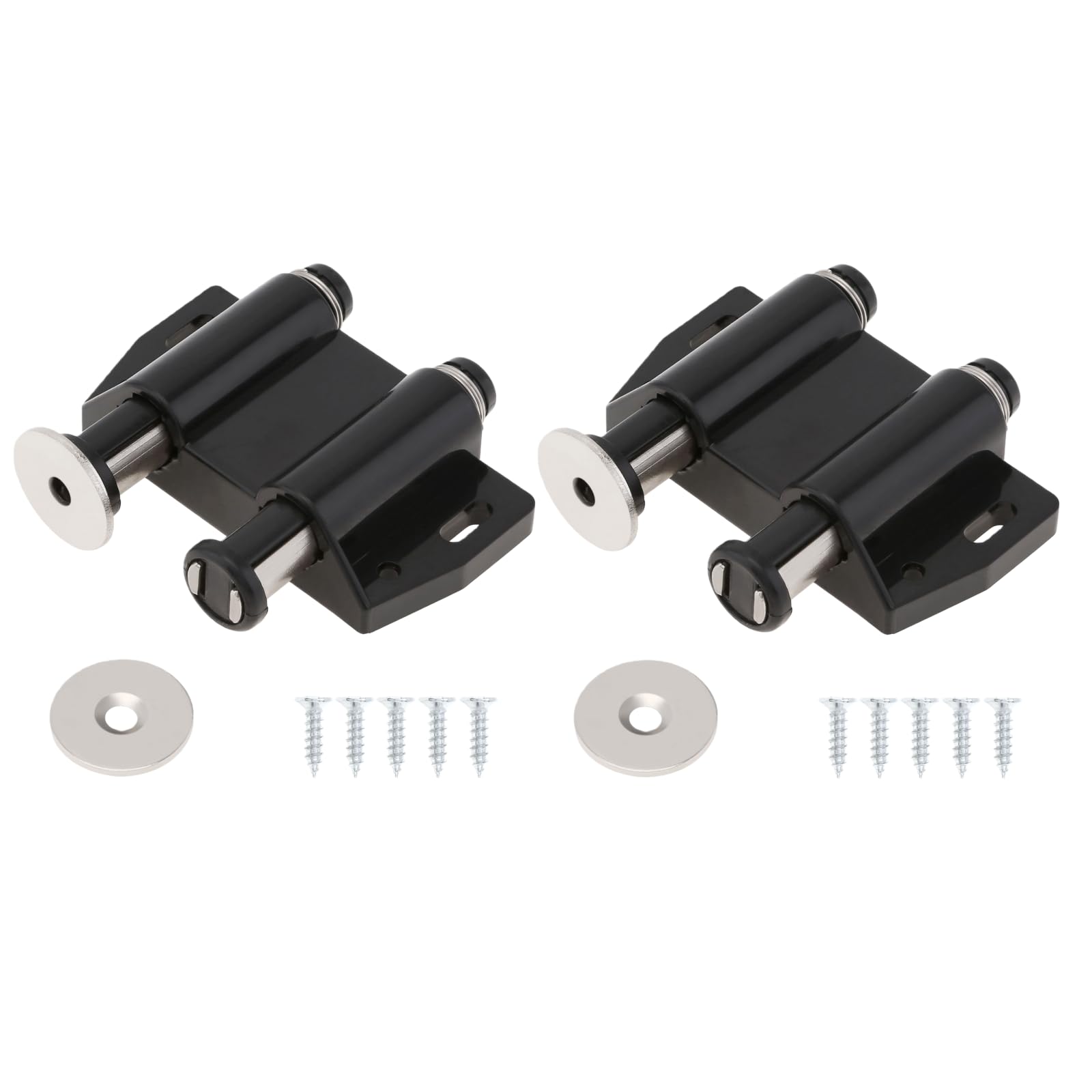 HOJLKLD Magnetic Touch Latch, 4 Pack Cabinet Push Open Double Magnetic Door Latches and Catches (4, Black)
