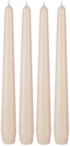 BRUBAKER Velas cónicas de 10 pulgadas, sin goteo y sin perfume, fabricadas en Europa, tiempo de combustión de 7.5 horas, 4 velas de cera de colores