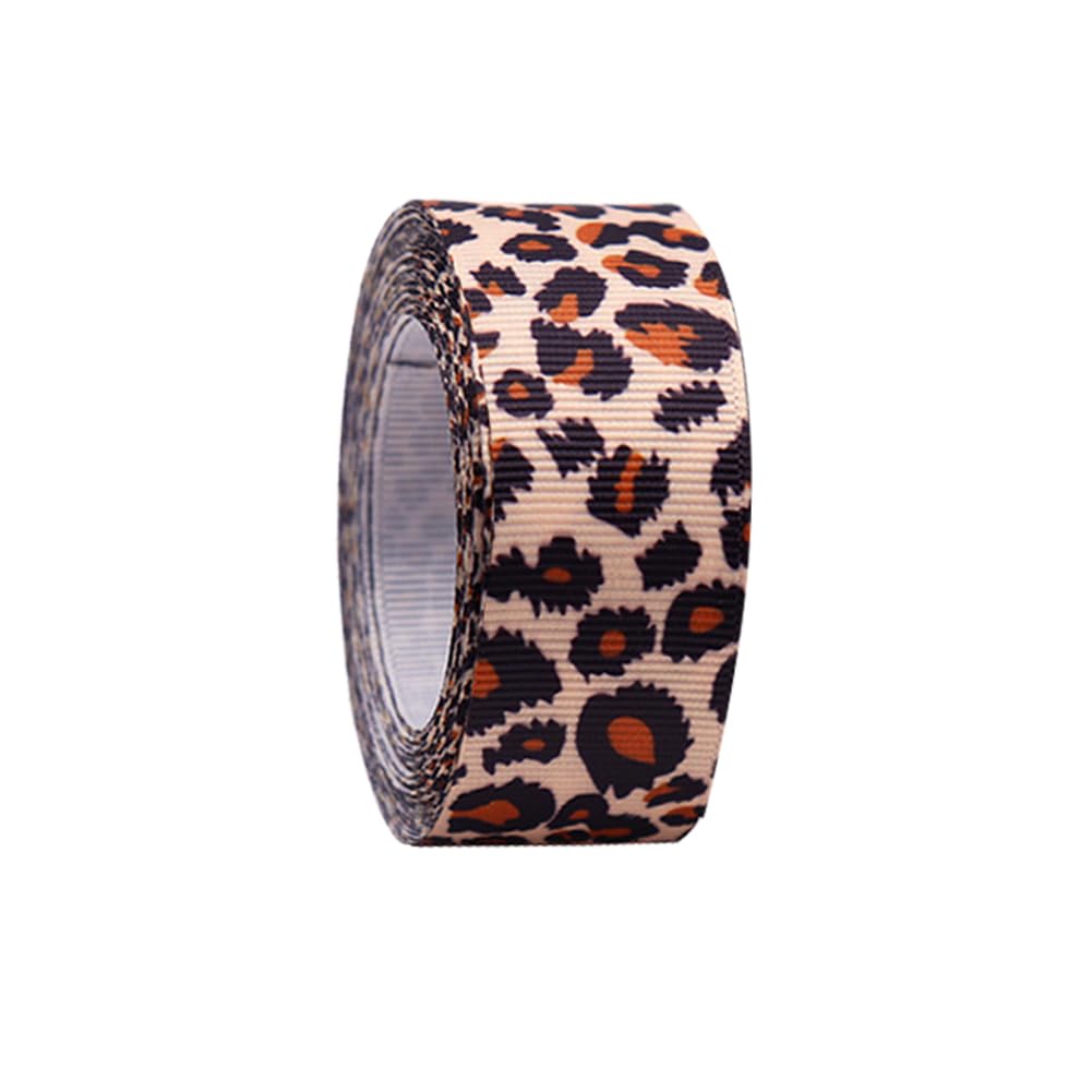 FSSTUD 10 Yards Leopard Print Grosgrain Ribbon Hair Bow Making Ribbons Wide Crafting Headband Gift Wrapping 25 mm