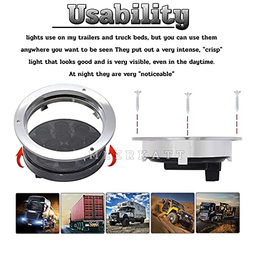 Madcatz (Pack Of 2) 4 Inch Round Smoked Lens Amber Led 12 Diodes Indicator Trailer Tail Lights Waterproof Surface Mount Heavy Duty Truck Bus Tow 12V Dc Chrome Bezels Gac12 #TOP5