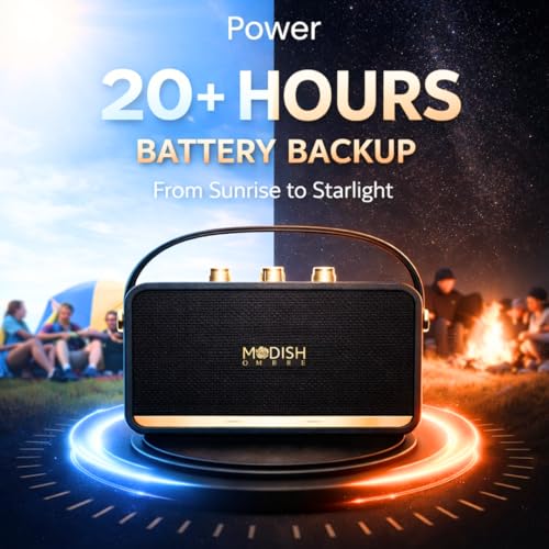 Image of ModishOmbre Premium Basson 30W Portable Bluetooth Speaker | FM Radio | 20 Hours Long Playtime | Dual Bass Drivers | Built-in Mic | Playback via BT5.3 /USB /TF Card, Easy Controls | Type C Charging