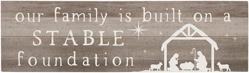 Simply Said, INC Rustic Wooden Wall Sign - Our Family is Built on Stable Foundation - 7 x 24 in Distressed Cedar Sign