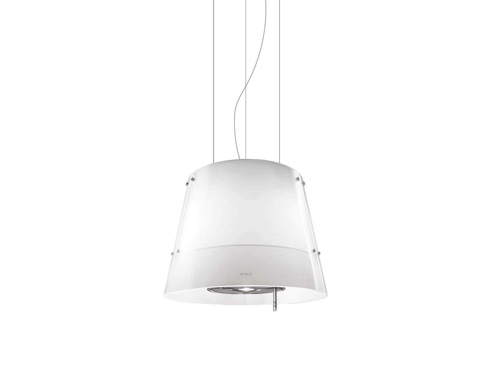 Elica Grace 480 m³/h Lampadario a sospensione Bianco - Cappe (480 m³/h, Filtrante, 65 dB, Sospeso, Bianco, Vetro, Acciaio inossidabile)