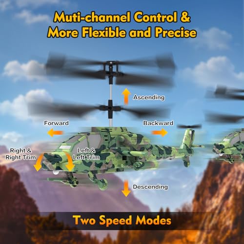 AIGIMU RC Helicopter, Remote Control Helicopter (AH-64) for Kids, 2.4GHz RC Plane, 40+ Min Flight Time, LED Lights & Altitude Hold, Kids Toy for Ages 8-12, RC Airplane for Children