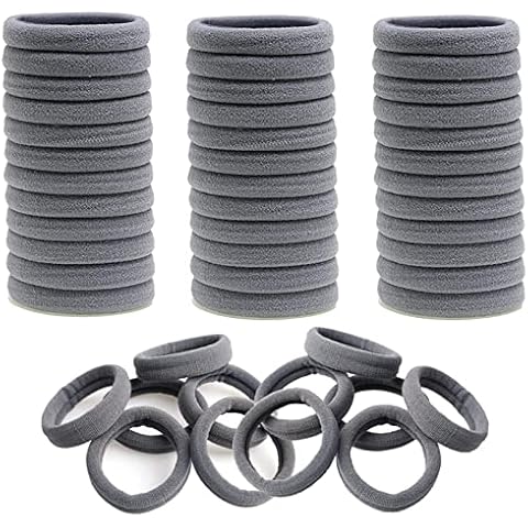 ILamourCar Thick Hair Bands for Women, Hair Ties No Damage, Soft Hair Bobbles for Women Girls, 50 Pack (Grey) Cover