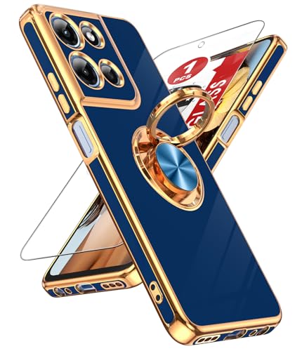 Coque Moto G 2026 protection silicone bleu béquille et verre