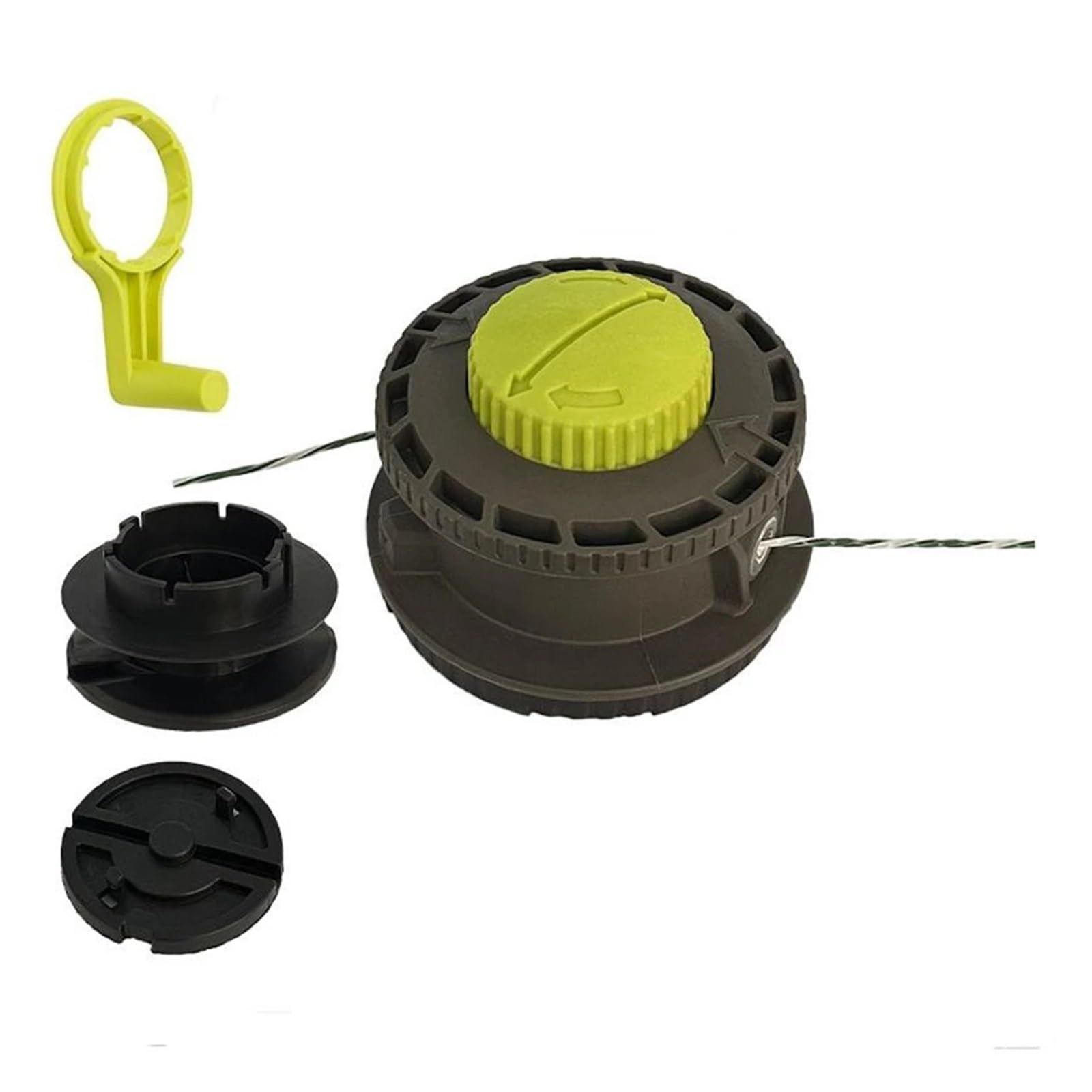 Generico Testina Reel Easy+ 314608005, RY15526 RY15527 | RY15529, albero diritto, plastica, nero e verde, 1 kit testina erba