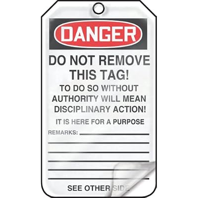 Accuform MDT162LTM HS-Laminate Safety Tag, Legend Danger Hands Off Do Not Operate, 5.75 Length x 3.25 Width x 0.024 Thickness, Red/Black on White (Pack of 5)