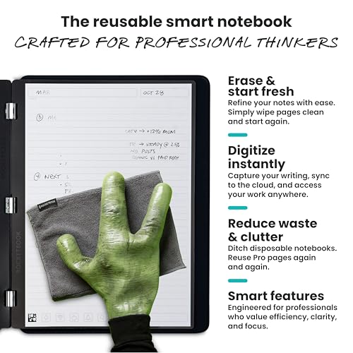 Rocketbook Pro Smart Reusable Notebook, Lined & Dotted Interchangeable Pages, For Work and Business Meetings, Letter Size 8.5x11, Blue - Image 5
