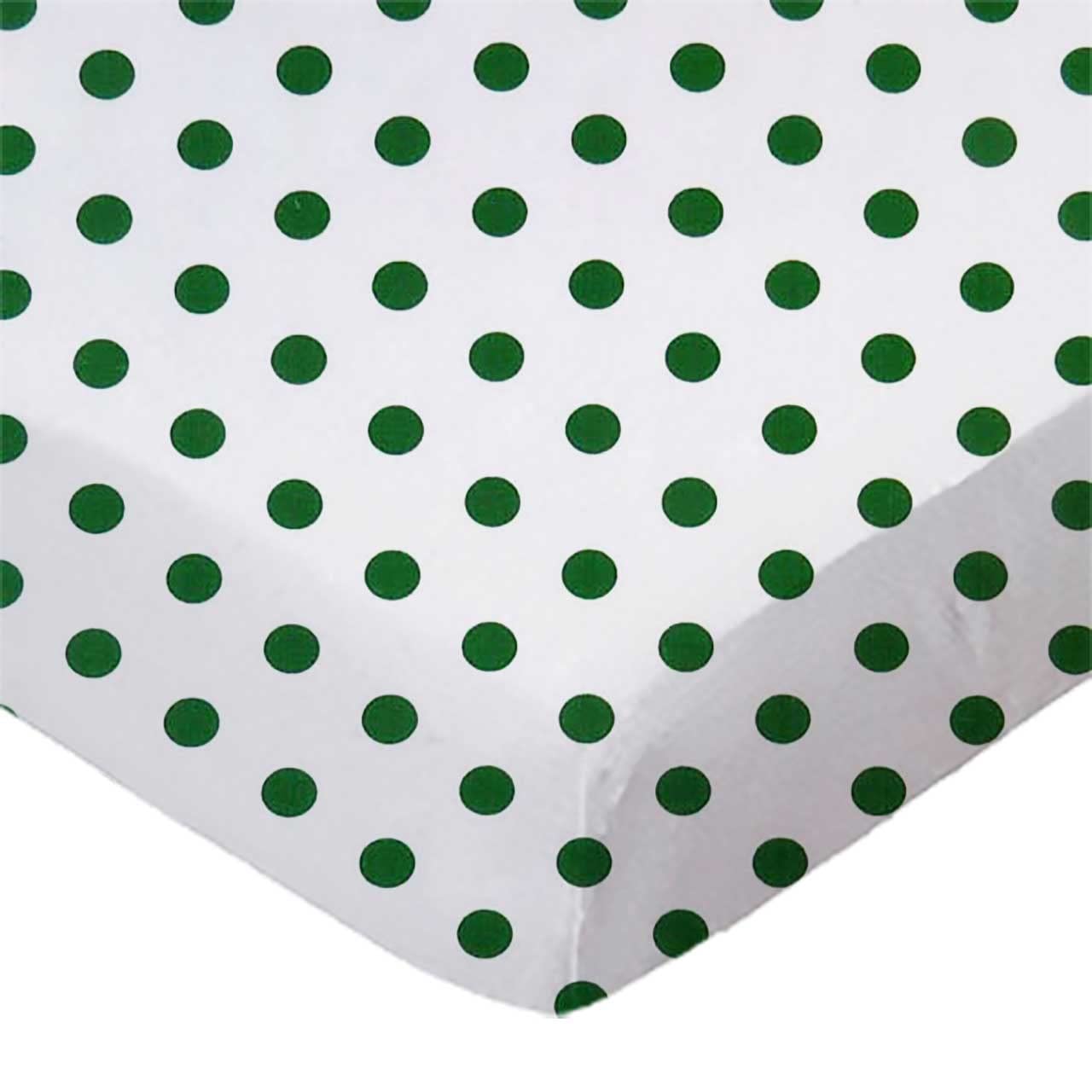 SheetWorld Fitted 100% Cotton Percale Pack N Play Sheet Fits Graco Square Play Yard 36 x 36, Hunter Green Polka Dots, Made in USA