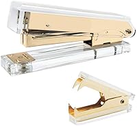 Vista 13 de Juego de grapadoras de oficina, acrílico transparente, color negro, grapadoras manuales ejecutivas y herramienta para quitar grapas para suministros