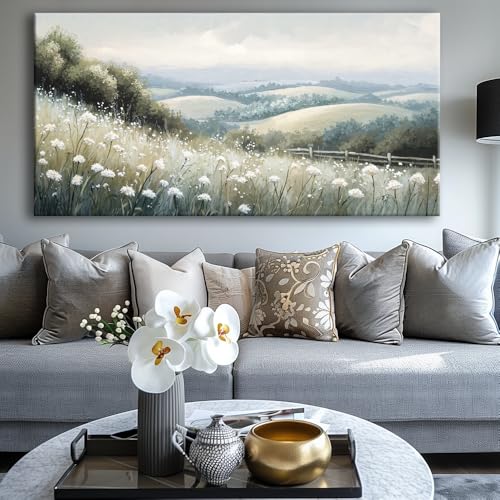 Sea of Flowers Canvas Wall Art - Modern landscape Paintings for Living Room, Bedroom Wall Decor, Framed Wall Art for Home or Office Decoration, Large wall Art 60x30in by Huaaliunn - Image 2