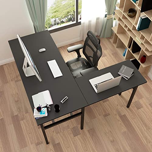 L Shaped Desk, Folding Computer Tables,55"X 55"Computer Corner Desk, Home Gaming Desk, Office Writing Workstation, Space-Saving, Easy To Assemble,Black #TOP5