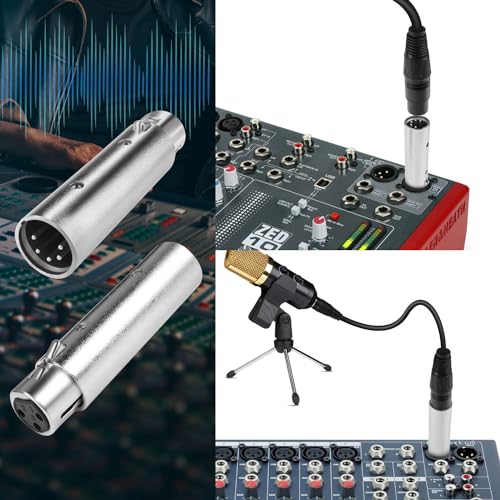 QIANRENON XLR Converter - 5Pin Male to 3Pin Female, DMX Stage Lighting, Audio & Microphone, silver, Small - Image 4