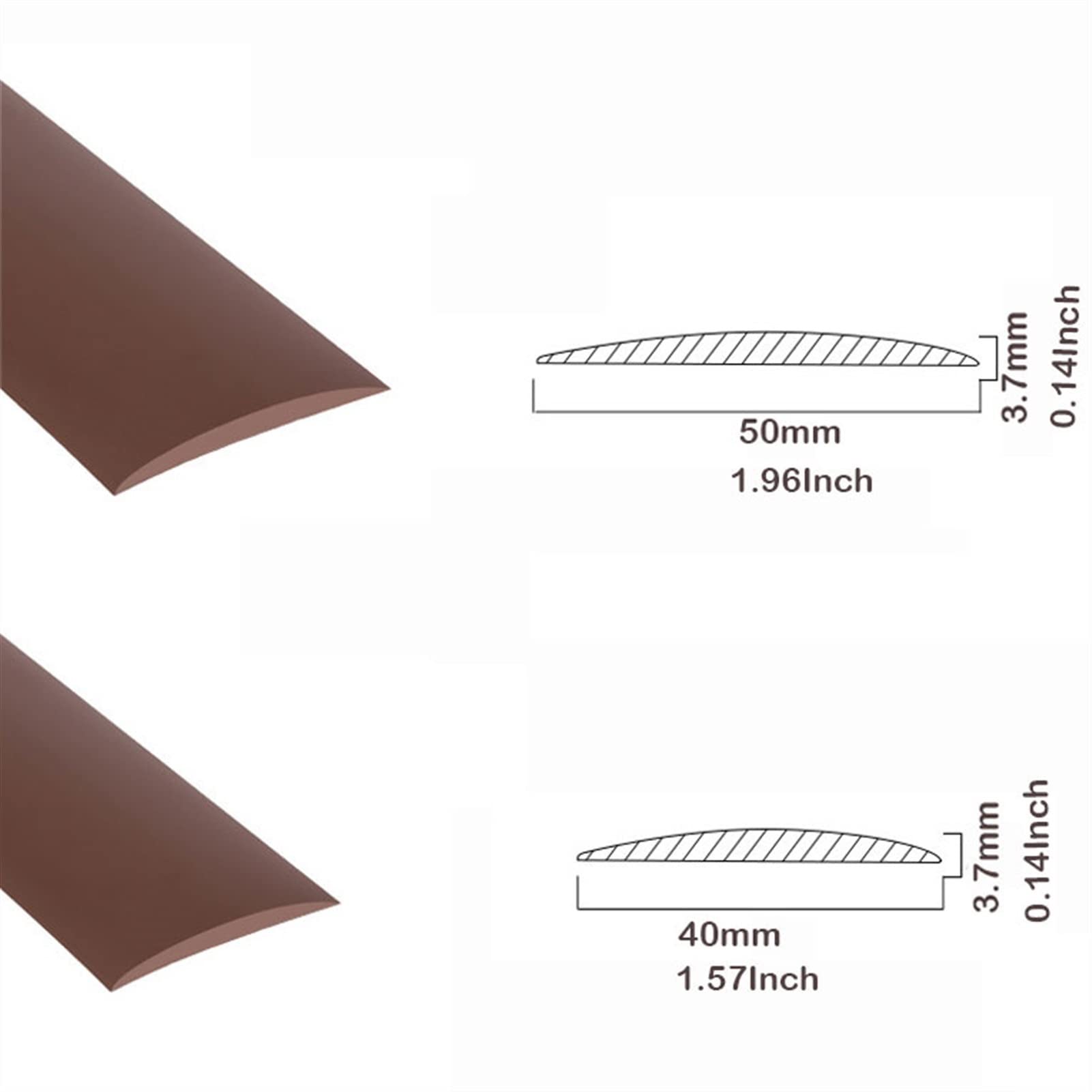 1m Perfil transición Autoadhesivo riel - Perfil de unión para Suelos - Perfil Suelo Laminado - Perfil Piso Plano - baldosas - parquet, Tira de Puerta de transición de PVC