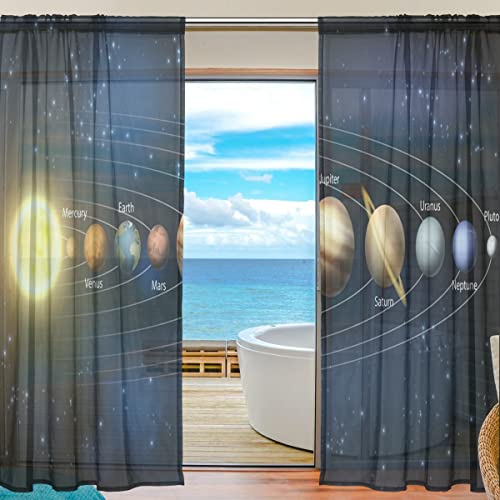 SAMAU レースカーテン ミラー 宇宙柄 星柄 銀河 遮光 遮熱 おもしろ ドアカーテン おしゃれ シェードアカーテン 出窓 洗える 目隠し 幅140cm×丈200cm 2枚組
