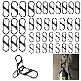 BAVUNV S Karabiner, 40 St&uuml;ck Metall Doppelkarabiner, S F&ouml;rmiger Doppel Karabiner Schl&uuml;sselanh&auml;nge Klein f&uuml;r Outdoor Camping Wandern Angeln Reisen (Schwarz)