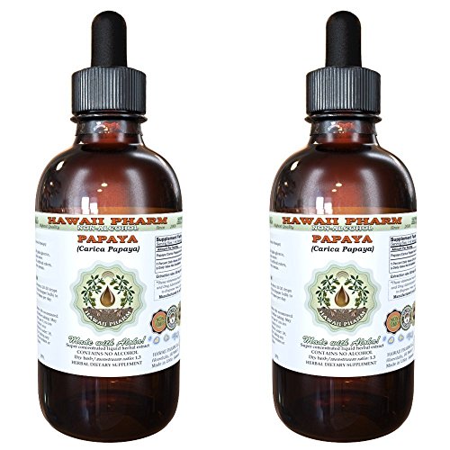 Papaya Alcohol-Free Liquid Extract, Organic Papaya (Carica Papaya) Dried Leaf Glycerite Natural Herbal Supplement, Hawaii Pharm, USA 2x2 fl.oz
