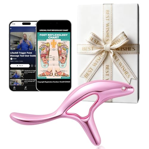 lifechill Trigger Point Massage Tool for Pain Relief Deep Tissue, Gua Sha & Muscle Scraper Tool for Full Body, Thumb Saver Acupressure Tool Relieve Muscle Knots, Christmas Gifts for Women (Pink)