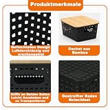 Pudełko do przechowywania z bambusem, 6 koszy z tworzywa sztucznego z bambusową pokrywką, pudełko do przechowywania z możliwością układania w stos, 26 x 18,5 x 10,5 cm, pudełko do przechowywania, na