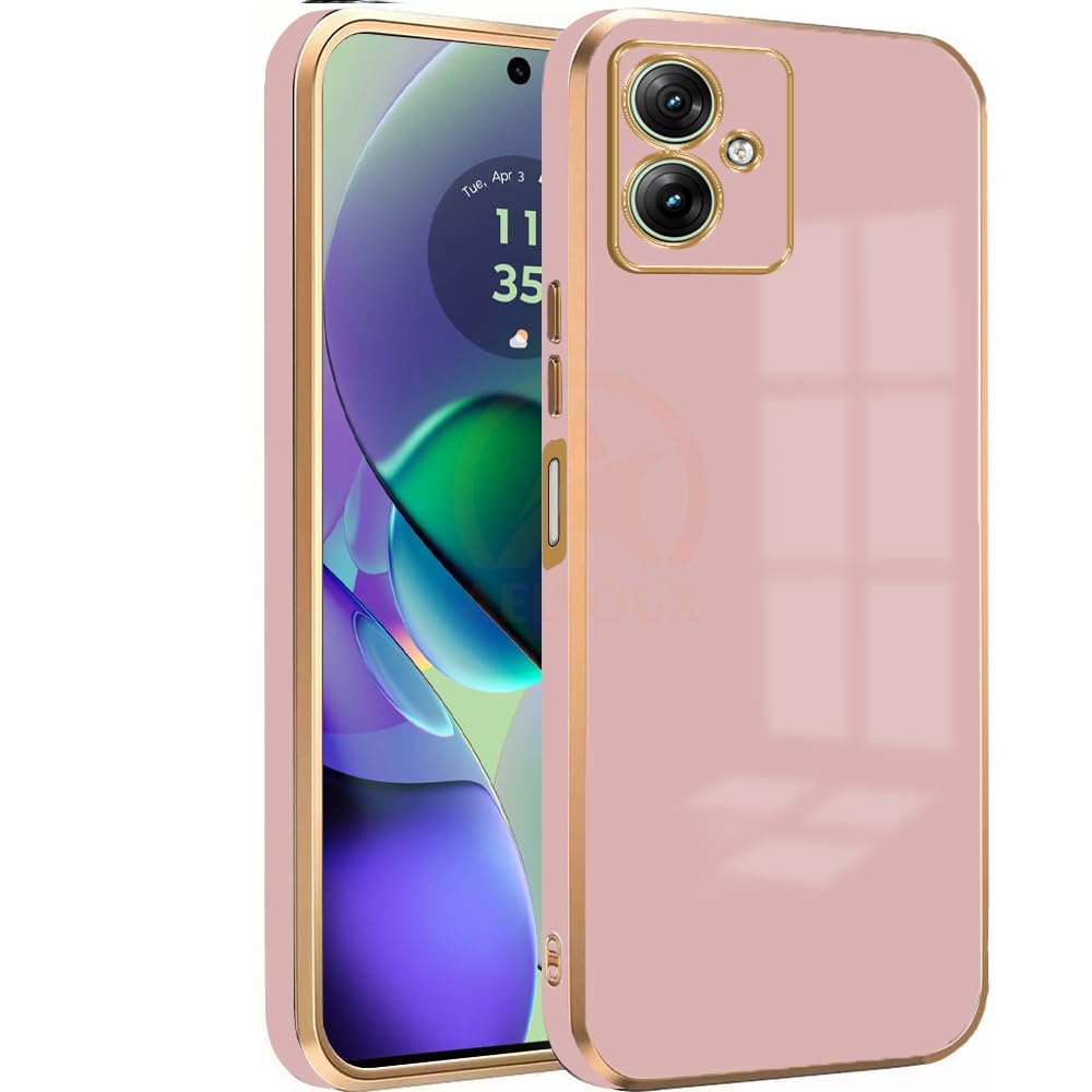 AELVOUX Back Case Cover for Motorola Moto G54 5G Back Cover | Gold Electroplating Chrome | Raised Edges | Super Soft-Touch | Bumper Back Case for Motorola Moto G54 5G (Pink) (B0CML8PQ32) Amazon Price History, Amazon Price Tracker