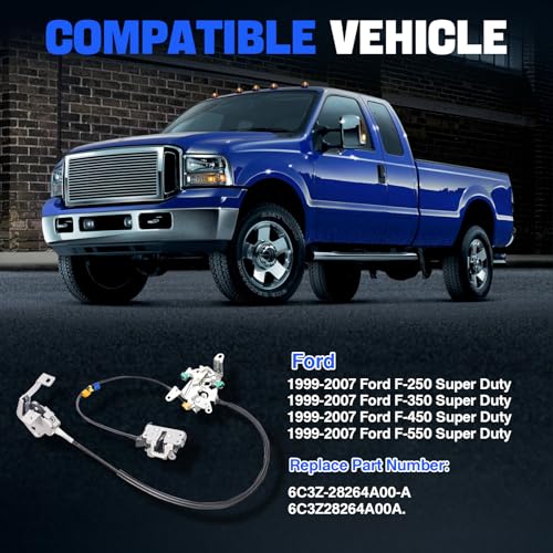 WEILEITE Rear Door Latch Cable Assembly Fit Ford F250 F350 F450 F550 Super Duty 1999 2000 2001 2002 2003 2004 2005 2006 2007 Back Left Driver & Right Passenger Upper & Lower Side 6C3Z-28264A01-A 00A - Thumbnail 6