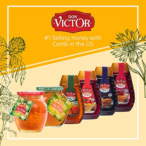 Miel pura Don Victor con panal, 8 oz frasco de vidrio miniatura 7