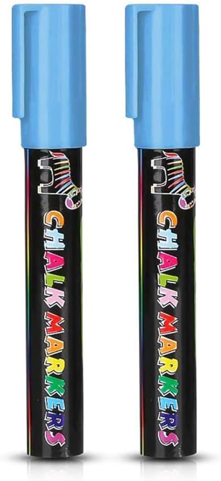 Mencom Liquid Chalk Markers, Set of 2 Colored Chalk Pens, for Whiteboard, Mirrors,Glass, Art, Easy to Wipe for Kids and Adults