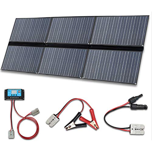 XINPUGUANG 300w 6 x 50 Panel solar Cargador monocristalino plegable Controlador 30A para camping, senderismo, automóvil, tienda de campaña, autocaravana, barco, carga de batería de 12v (Negro)