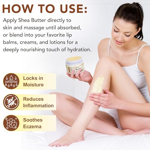 QJCWXIAOX 2Pack Raw & Unrefined Shea Butter for Body, Face & Hair, Pure Shea Butter with vitamins A, E & F, Long-Lasting Hydration for Dry Skin, Hair Care, DIY Lip Balm, Natural Moisturizer