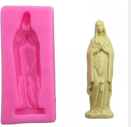 Molde de silicona de la Virgen María de Lourdes para hacer dulces de fondant, moldes de chocolate, piruletas, postres, cubitos de hielo, goma de