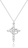 Robaice Crown Cross Necklace for Women - 14K Gold Plated Non-Tarnish Faith Jewelry, Valentine's Day Christian Gifts for Her, 18+2" Chain