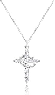 Robaice Crown Cross Necklace for Women - 14K Gold Plated Non-Tarnish Faith Jewelry, Valentine's Day Christian Gifts for Her, 18+2" Chain