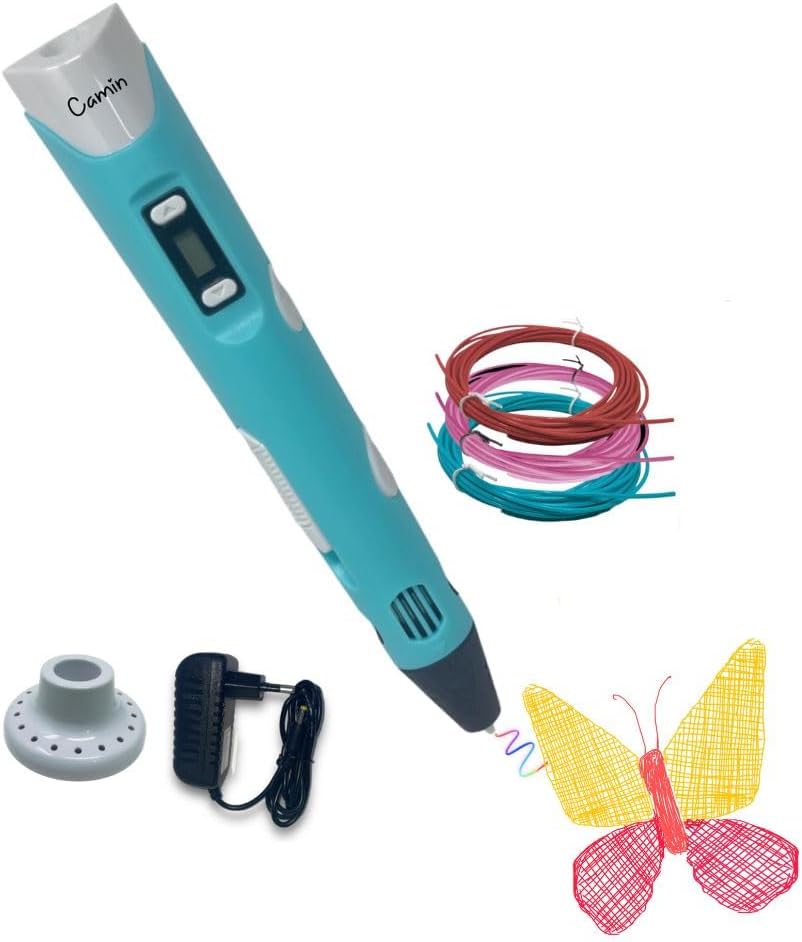 3D Pen with Adapter| 3D Pen for Kids| 3dpen with 3 * 1.75MM PLA Filaments 10m Each| 3D Printing Pen | 3D Printing Pen Set with PLA Filament Included - Ready to Create (Adapter)