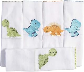 Conjunto 5 Fraldas Para Bebê Cremer Luxo Dinossauro dos Bês, Biramar Baby, Multicor, pacote de 5