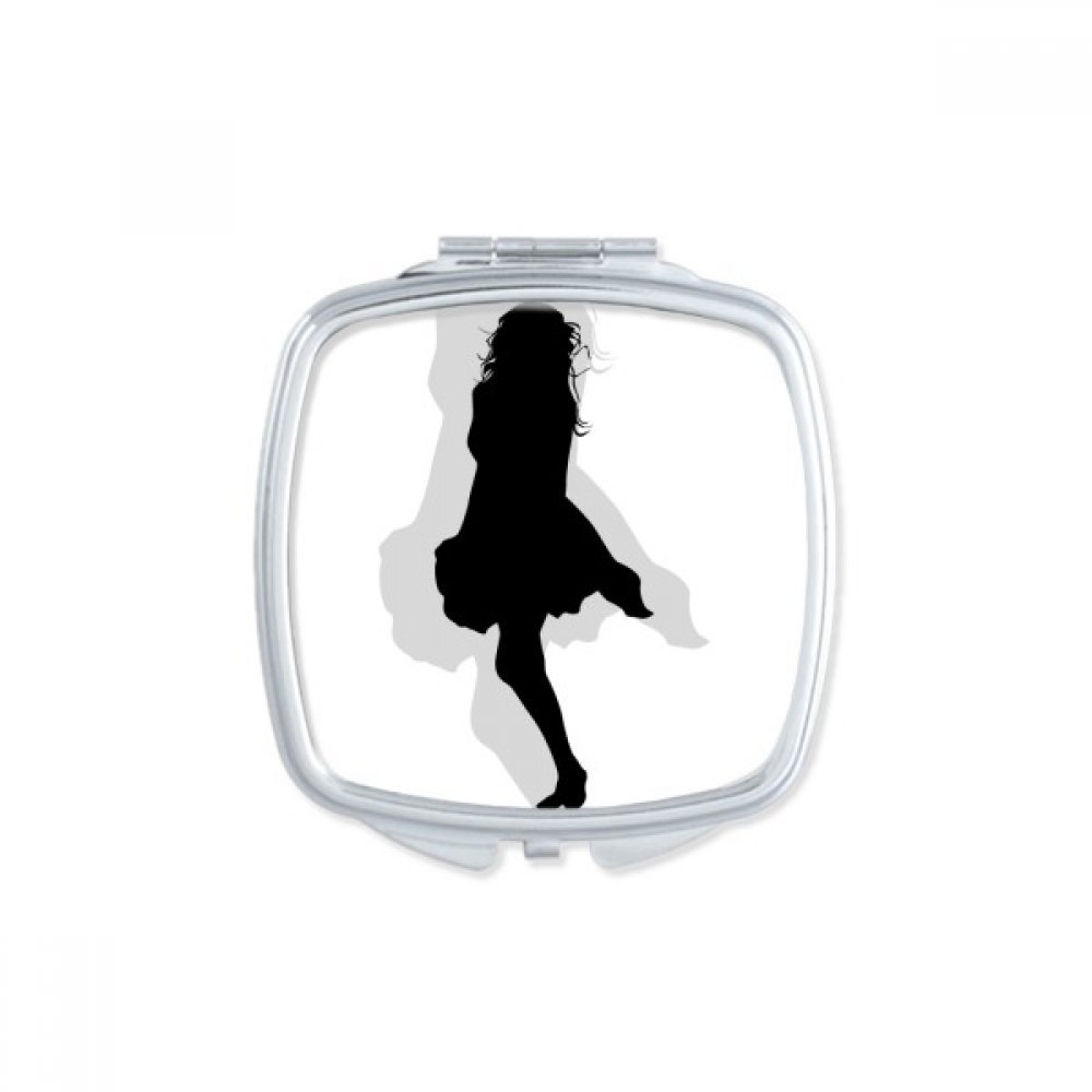 Miroir maquillage compact portable motif silhouette jupe femme multicolore