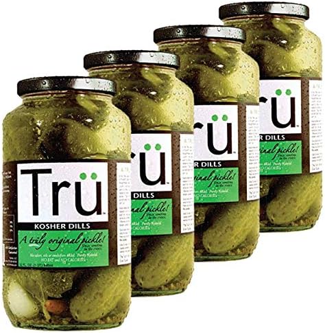 Original Kosher Dills By Tru Pickles - 24 OZ Gourmet, Made with the Perfect Balance of All Natural and Fresh Ingredients and Seasonings - Family Recipe (4 Pack)