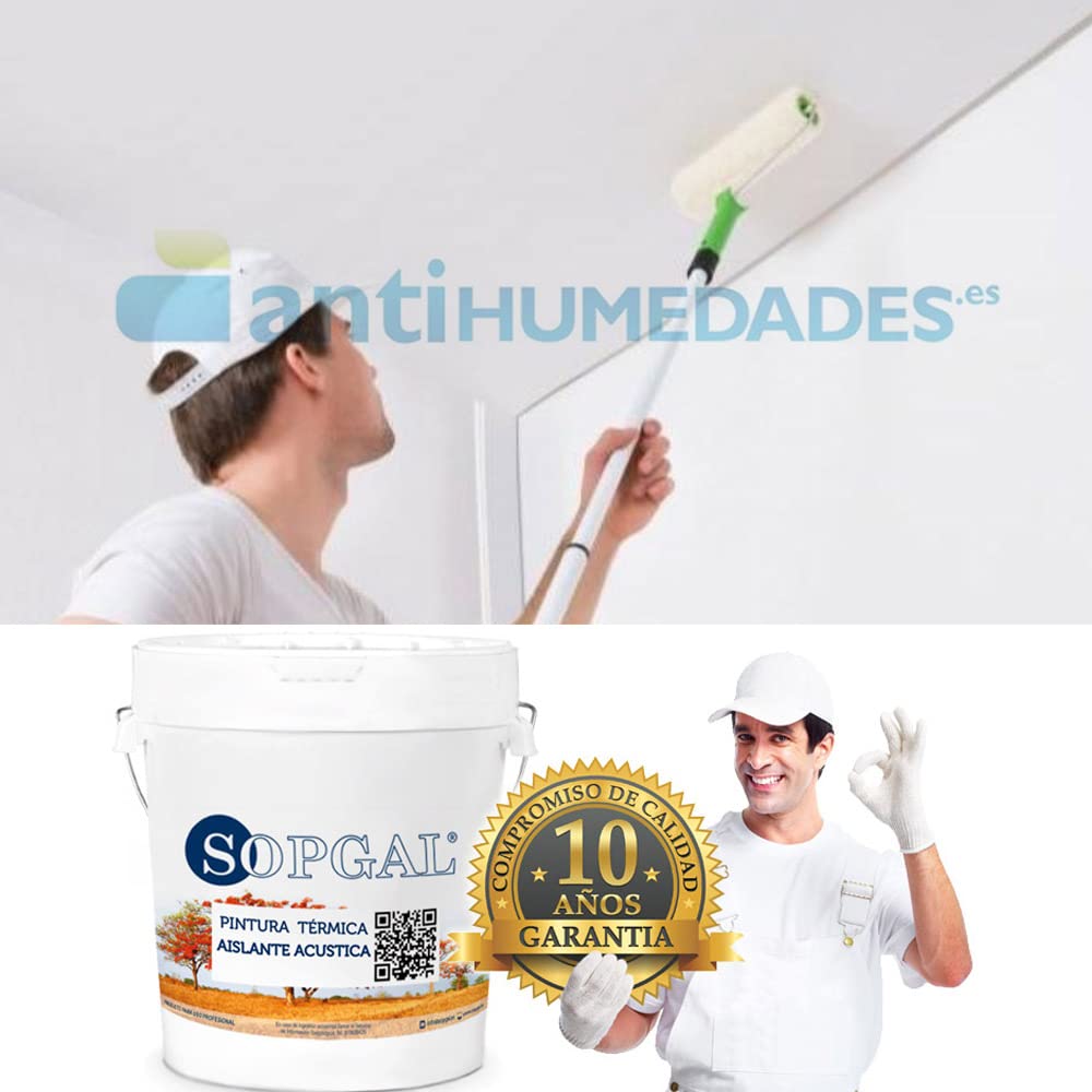 Sopgal Pintura Térmica Anticondensación Interior 15L Blanco - Aislante y Eficiente: Rompe puente térmico, evita condensaciones, pared fría y pérdida de calor