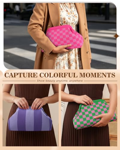 Image of Woven Clutch Purses for Woman,Summer Beach Purse for Vacation, Woven Striped Dumpling Bag,Crochet Evening Handbag