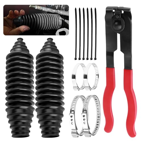 Car Inner Tie Rod Boot Kit with Boot Clamp Pliers,Soft Car Rack and Pinion Boots Keeps Steering Parts Includes Ties/Clamps,Cuttable Cars Accessories Steering Rack Boots