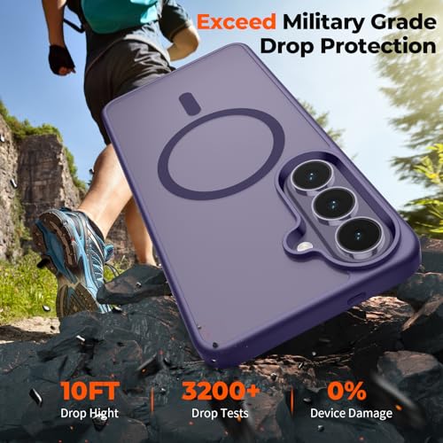 Image of SUPFINE Magnetic for Samsung Galaxy S26 Plus Case with Screen Protector, (Built-in Magnets) (Military Grade Drop Protection) Slim Translucent Shockproof Phone Case,Dark Purple